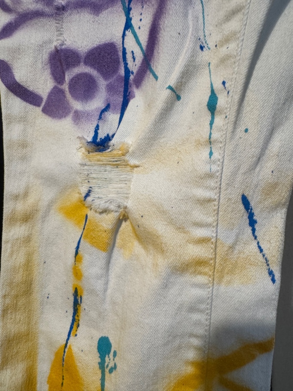 Hand Painted White Boston Proper Jeans Custom streetwear size 28 - Picture 5 of 13